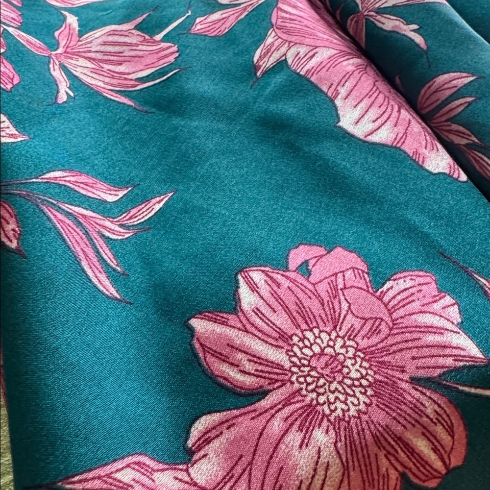 Floral Teal and Pink Midi Skirt - Picture 12 of 14